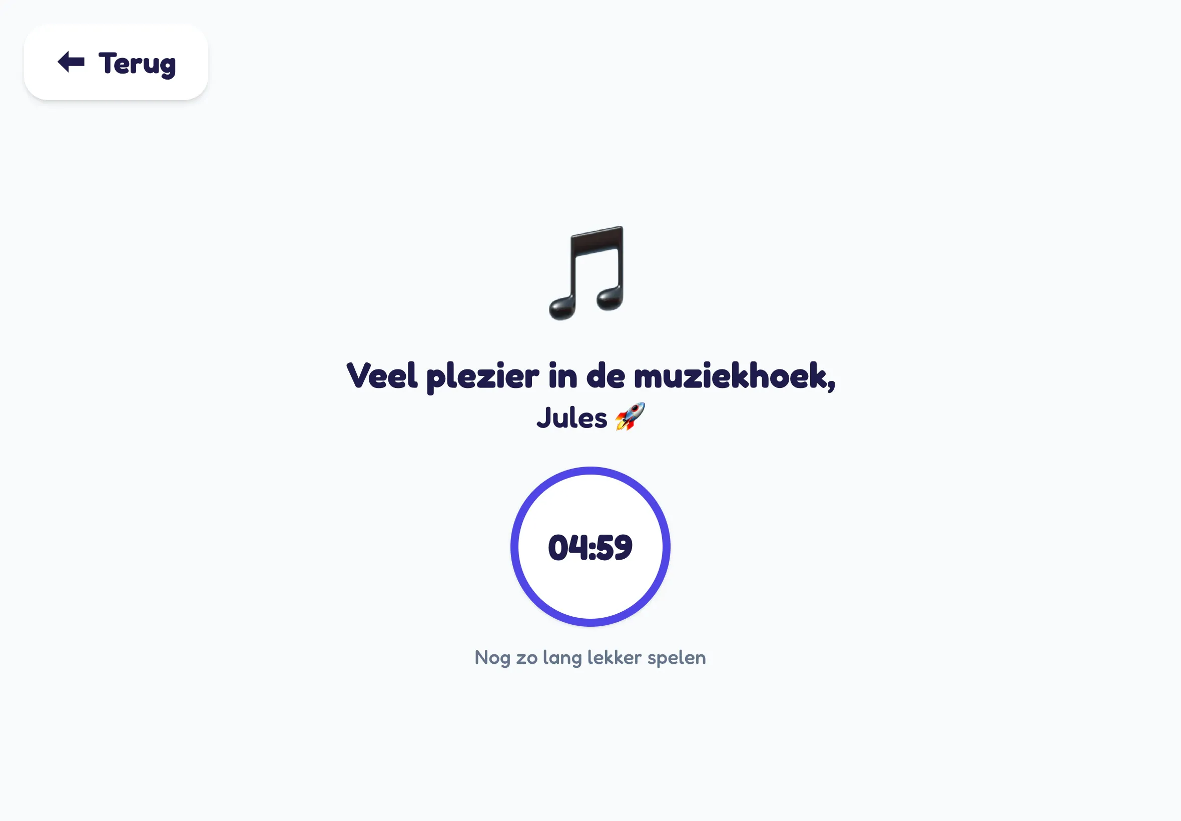 Veel plezier in de muziekhoek, met een klok die aftelt