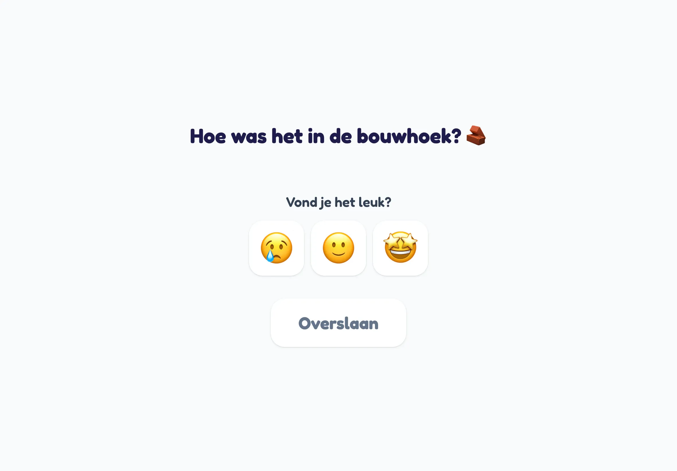 Hoe was het in de bouwhoek? met drie smileys